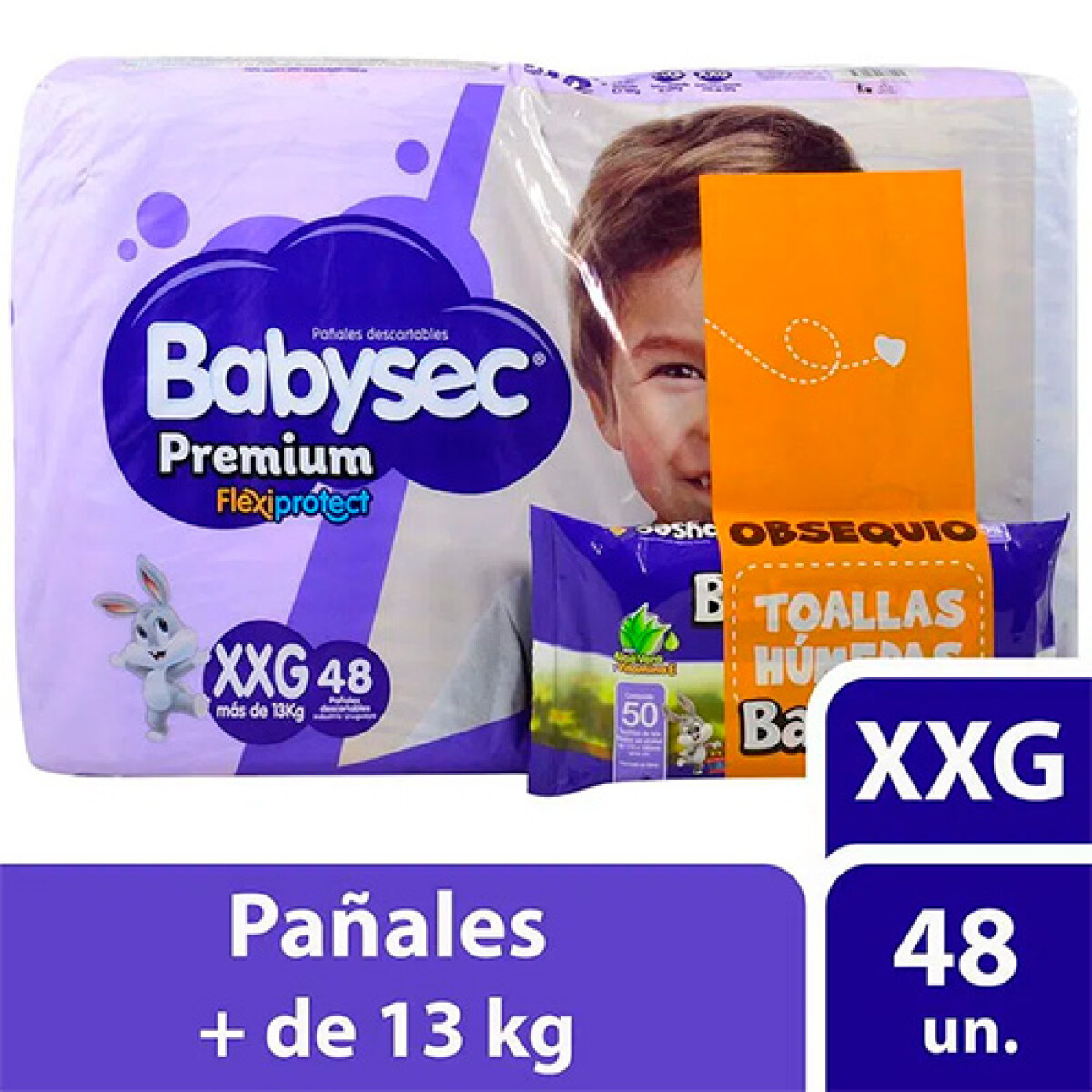 Pañales Babysec Premium Talle Xxg X48 + Toallitas Húmedas - 001 