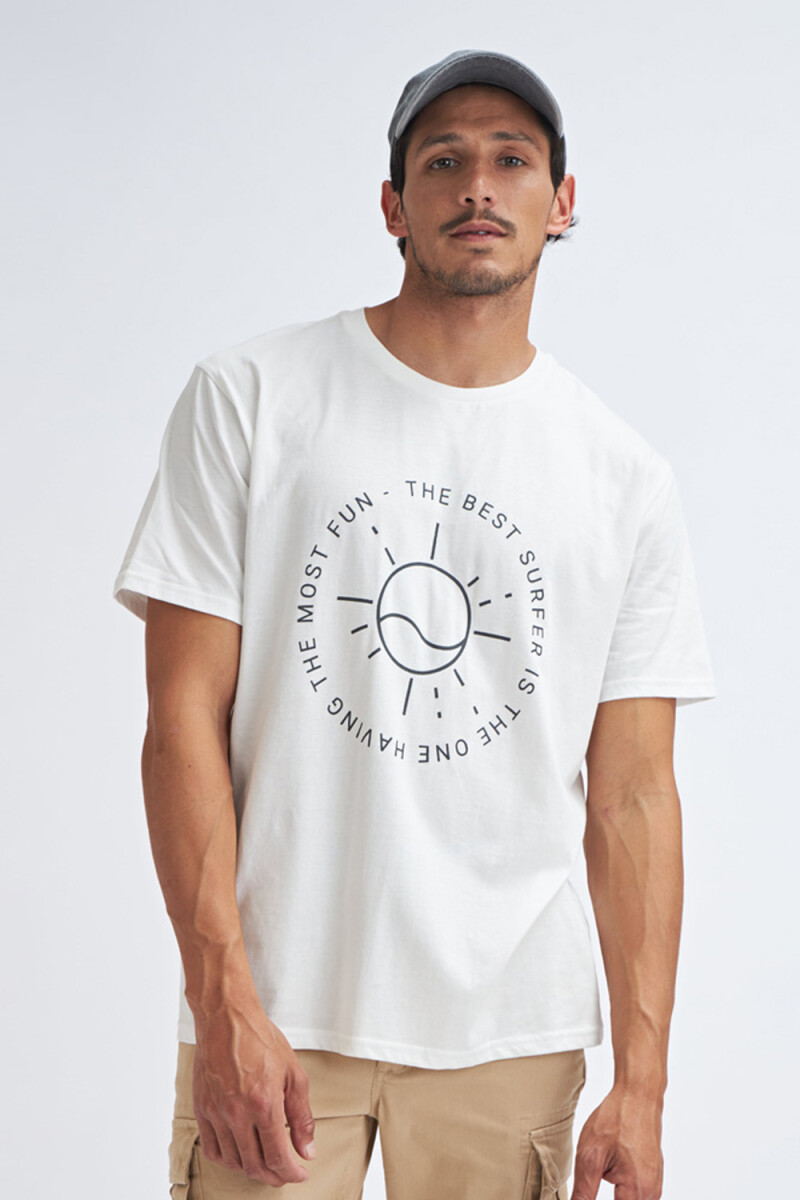 Camiseta manga corta estampada - Sol - Blanco 
