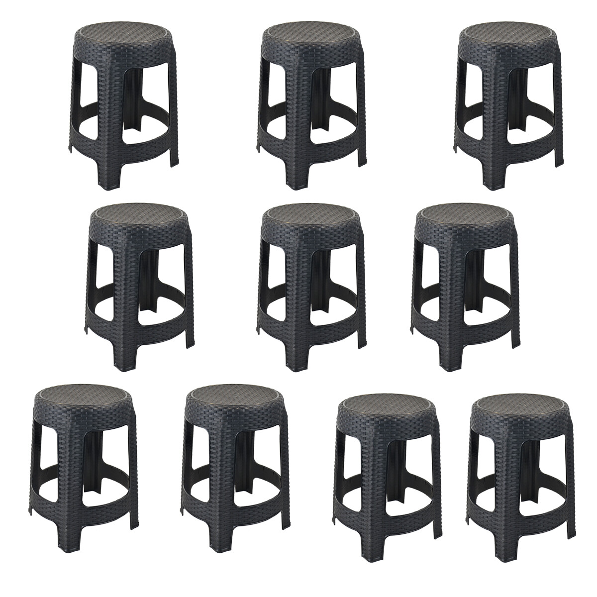 Banqueta simil rattan x10 - NEGRO 