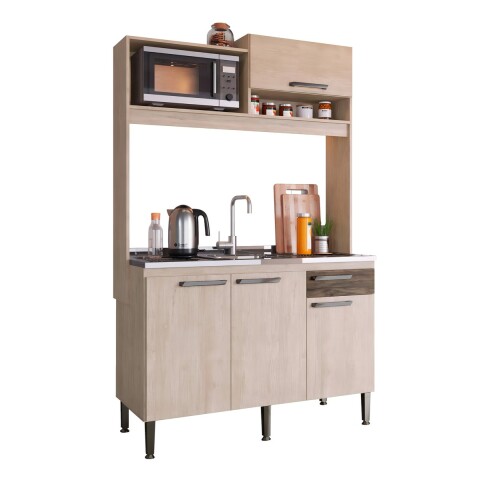 Mueble Cocina Compacta + Pileta Inox Premium 15m Latentación Color Rústico Mueble Cocina Compacta + Pileta Inox Premium 15m Latentación Color Rústico