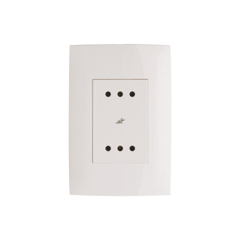 Conjunto plaqueta c/2 tomas 3 en línea - Presta blanco C51006