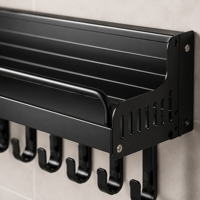 Estante organizador de cocina en metal NEGRO
