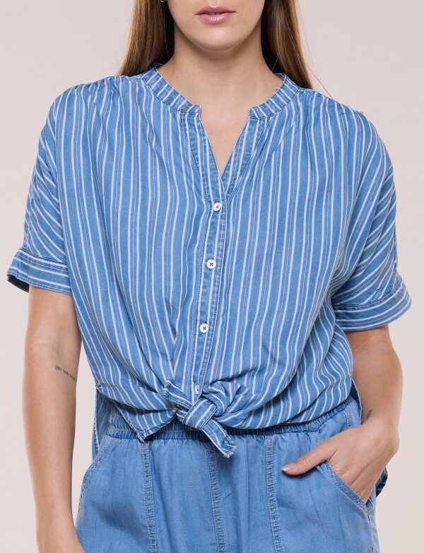 Blusa Lyocell Con Nudo AZUL