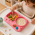 Plato Infantil Silicona Divisiones Antideslizante Bebé Rosa 1