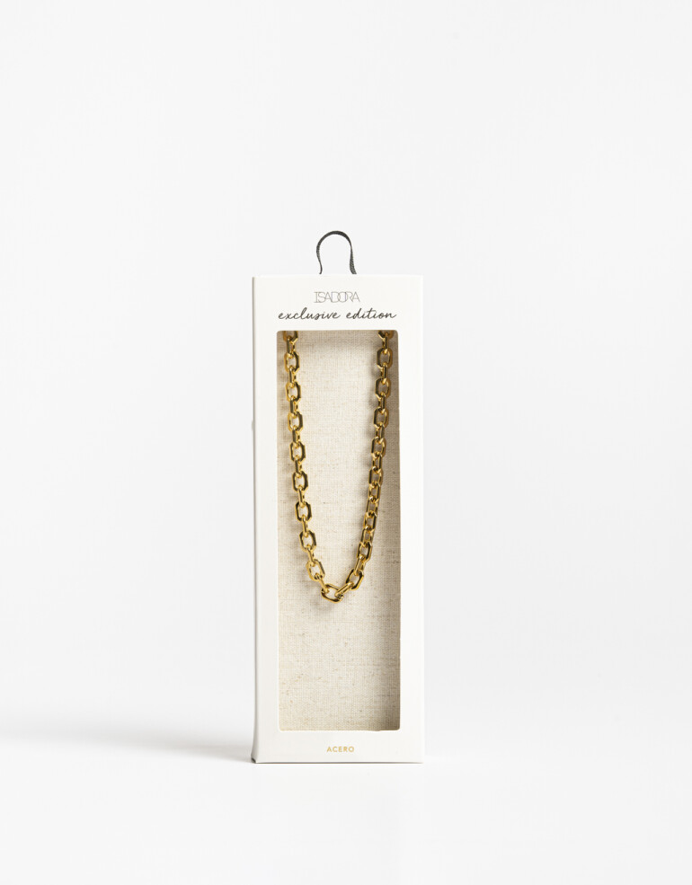 Collares Cortos Metal Collar De Cadena Eslabones Acero - Dorado