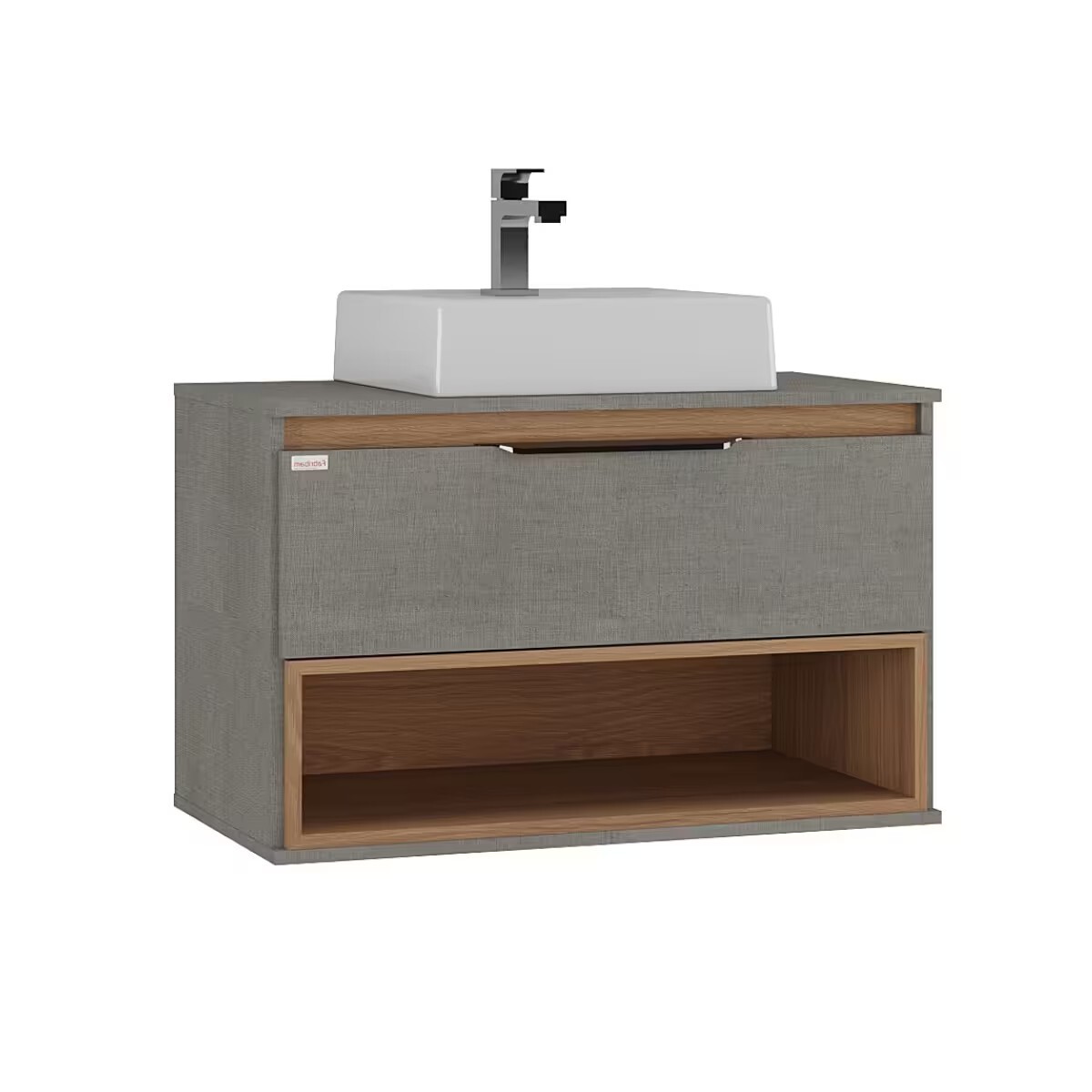 Mueble De Baño Suspendido Isadora Grigio Con Catedral 78cm Con Bacha De Loza 