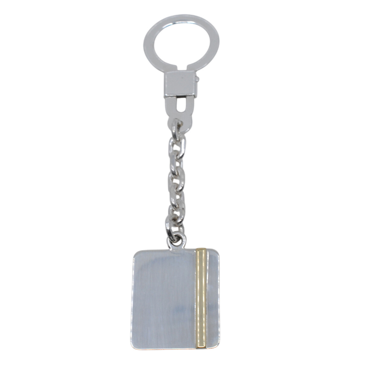 Llavero plata 925 con medalla rectangular y detalle en oro 18k 