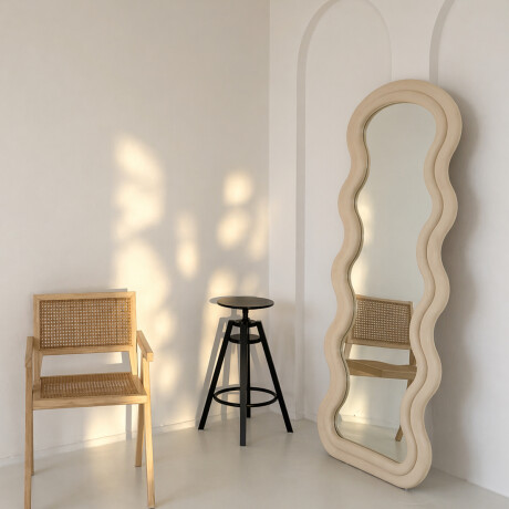 Espejo de pie con marco de ondas velvet - 60x160cm Beige