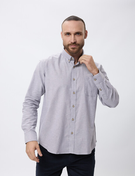 Camisa oxford lisa gris