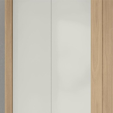Ropero Armario Bagdá Puertas Mixtas 2 Batientes y 1 Corrediza 3 Cajones Estantería y Espejo - Castaño Off White Ropero Armario Bagdá Puertas Mixtas 2 Batientes y 1 Corrediza 3 Cajones Estantería y Espejo - Castaño Off White
