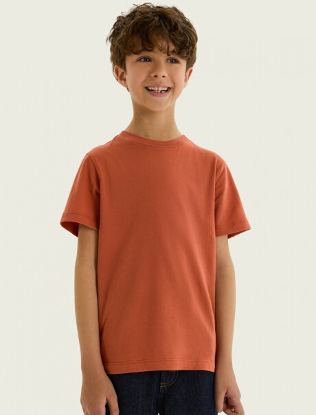 CAMISETA BÁSICA UNISSEX INFANTIL MANGA NARANJA