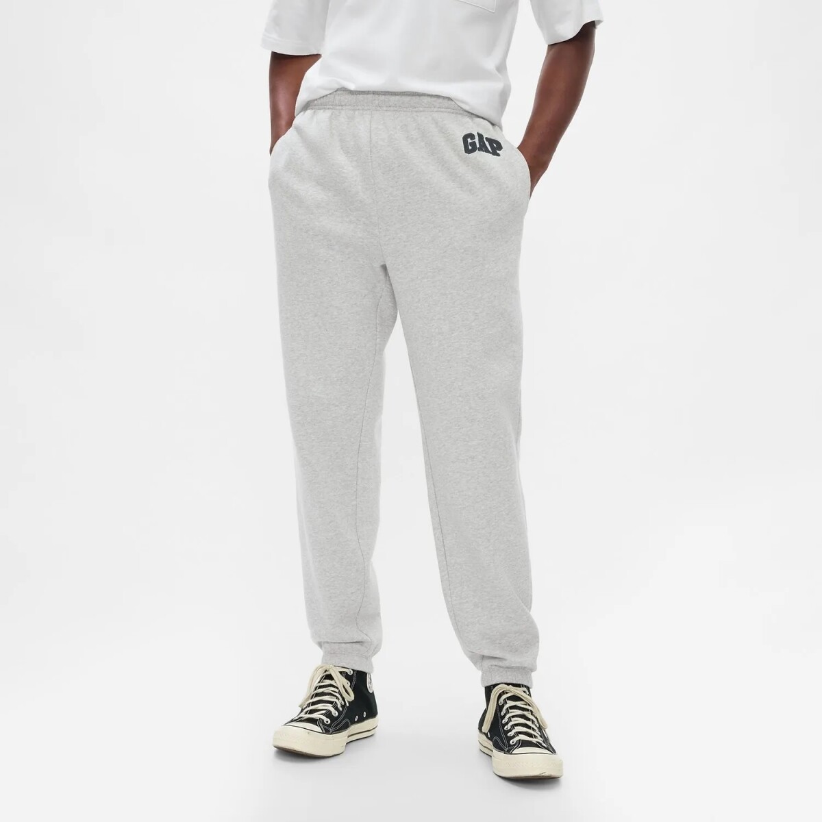 Pantalon Deportivo Con Felpa Logo Gap Hombre - Light Heather Grey B08 