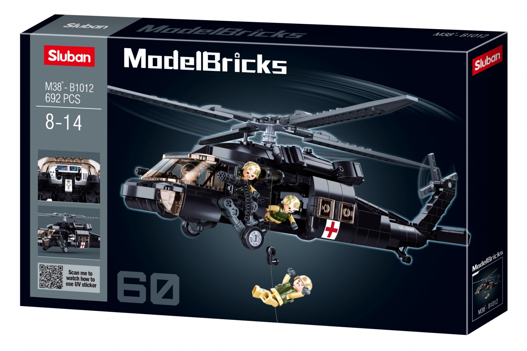 Bloques construcción Sluban Helicóptero UH-60 Black Hawk - 001 