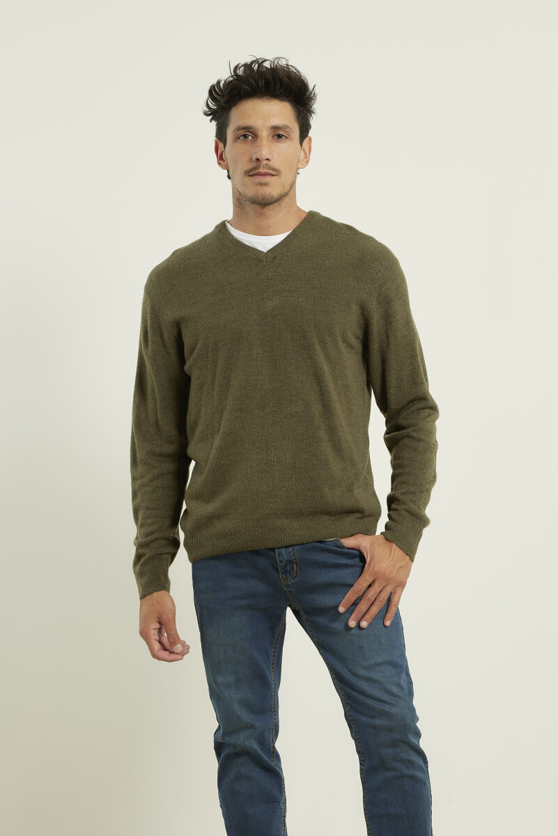 Sweater V Harrington Urban - Verde Melange 