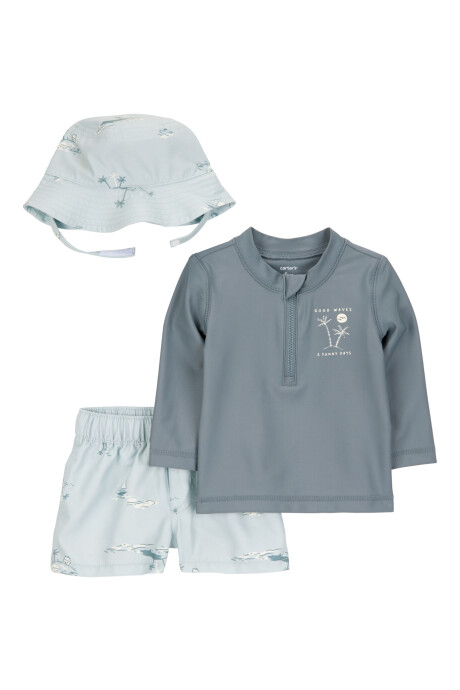 Set de baño tres piezas, protección UPF 50+, diseño playa Set de baño tres piezas, protección UPF 50+, diseño playa