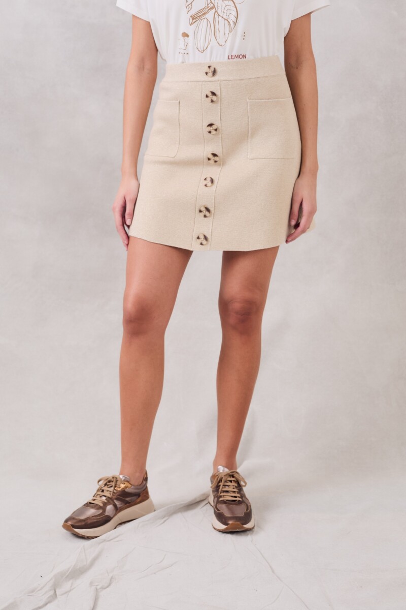 Falda Botones Beige Melange