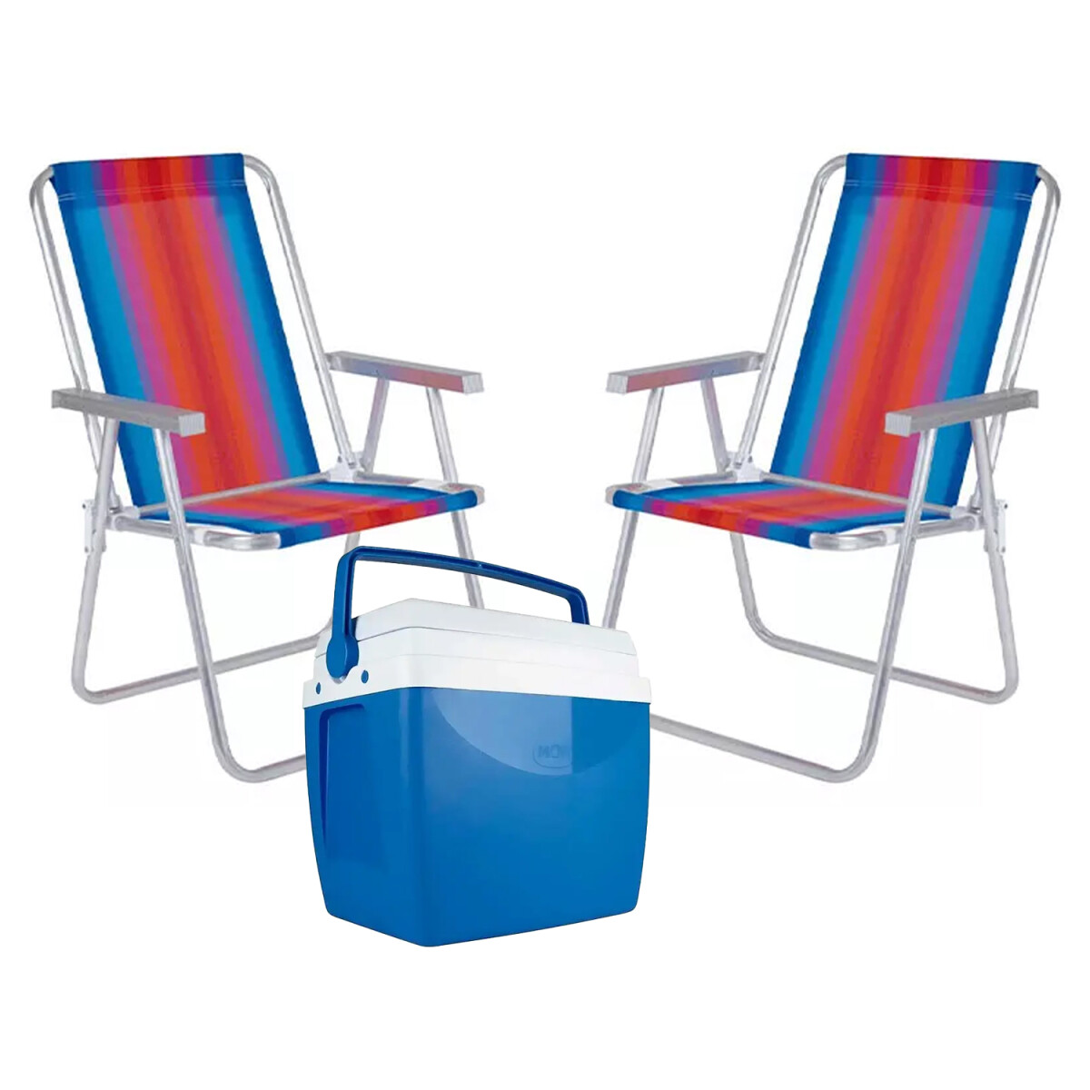 Set Playa Mor Sillasx2 Alum 120Kg + Conservadora Térmica 34L - Azul 