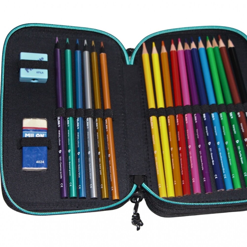 CARTUCHERA MILAN 3 PISOS COMPLETA DE UTILES SUNSET CELESTE CARTUCHERA MILAN 3 PISOS COMPLETA DE UTILES SUNSET CELESTE