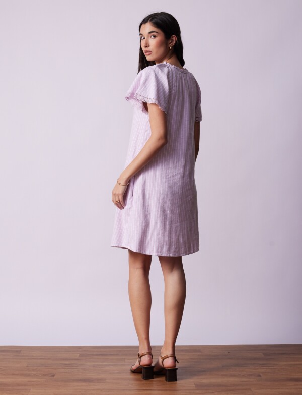 Vestido Lino Lineas LAVANDA
