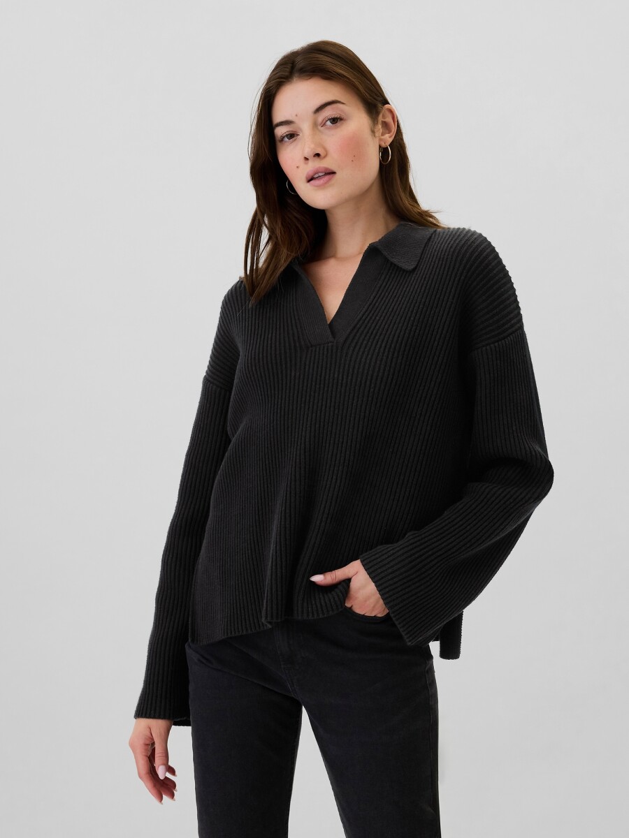 Buzo Tipo Polo Mujer - True Black 