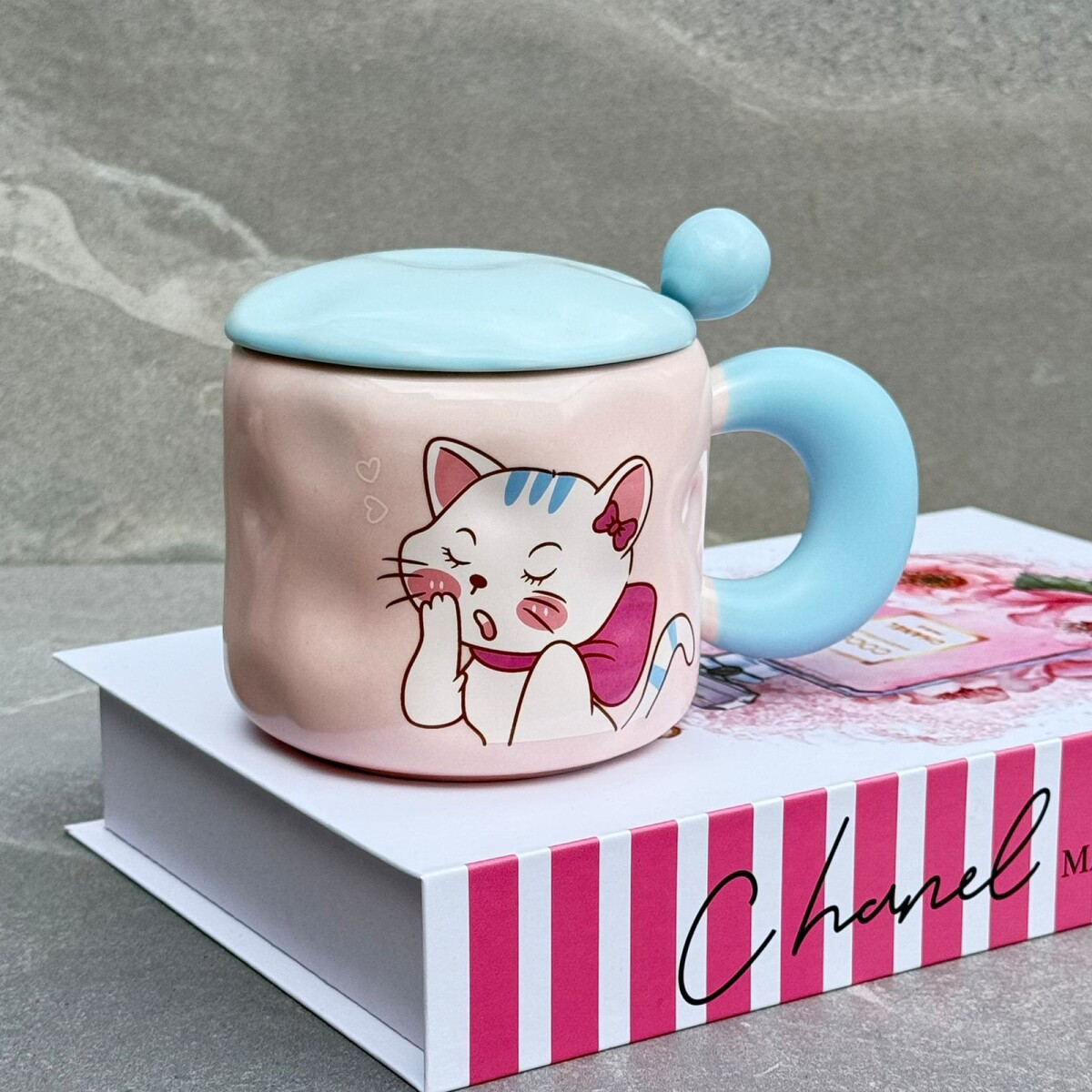Taza De Cerámica Cat Con Cucharita 440 ml. 