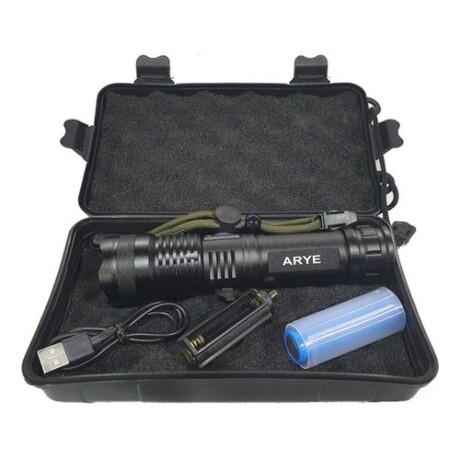 Linterna de Mano Recargable LED P50 10W Arye Carga USB y Estuche Plástico Linterna de Mano Recargable LED P50 10W Arye Carga USB y Estuche Plástico
