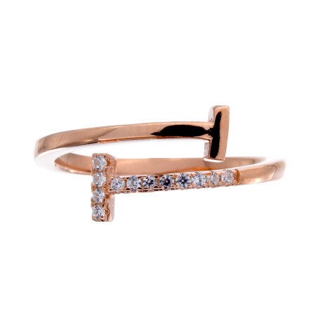 Anillo de plata 925 con baño de oro rosado y circonias. Anillo de plata 925 con baño de oro rosado y circonias.