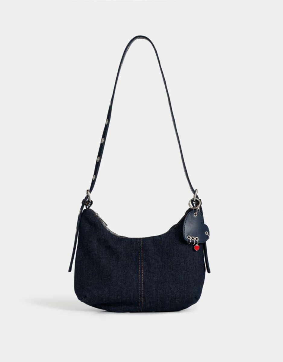 Bandolera Suede Con Charm - Azul Gastado 