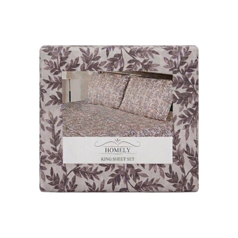 JGO SABANA HOJAS GRIS KING 180X200+30CM 4PZ Unica