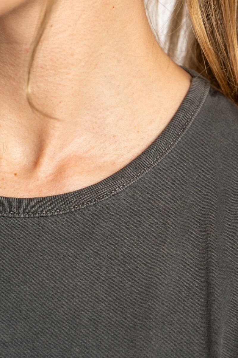 Vestido Algodón Midi Gris Oscuro