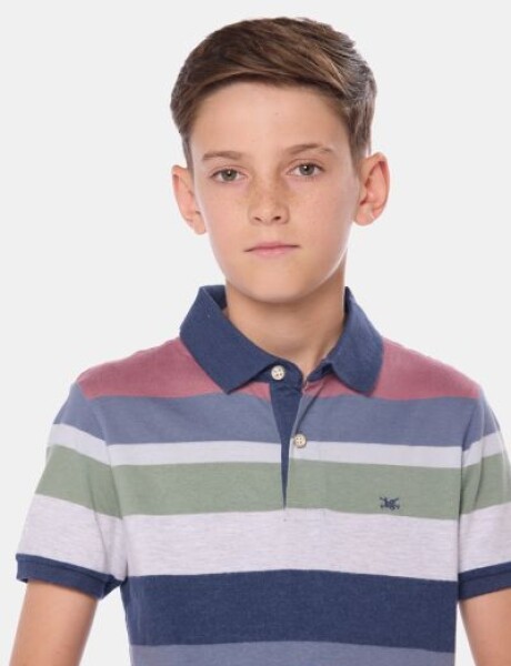 REMERA POLO RAYADA Rosado