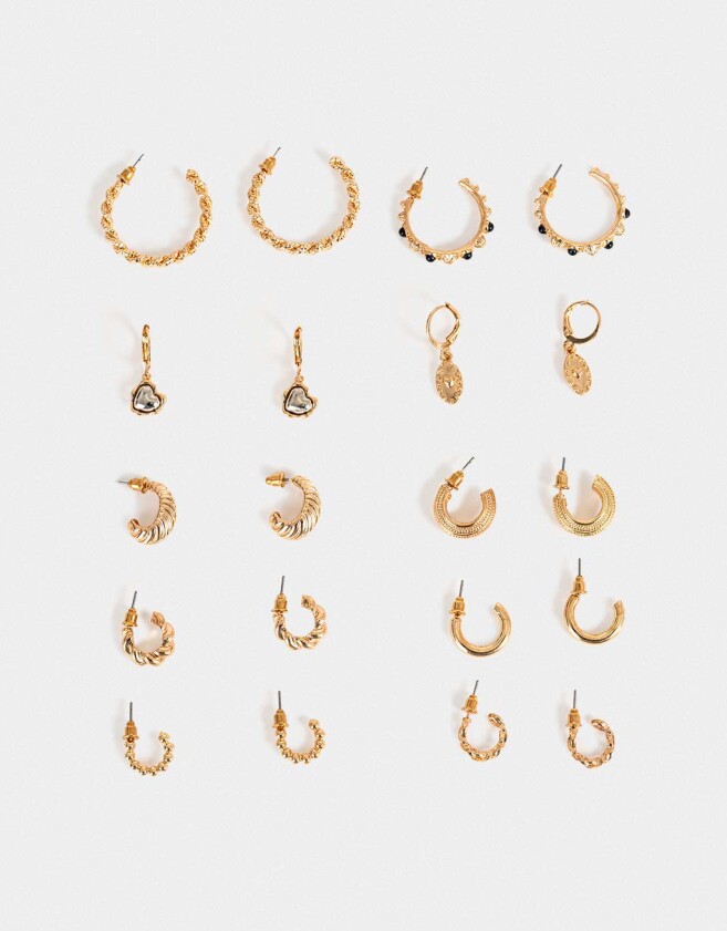 Aros Argollas Set Piedra Aros Argollas Sets - Dorado