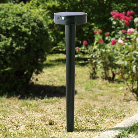 Poste LED solar negro pin. IP55 CCT+sensor FIORINA FL2010