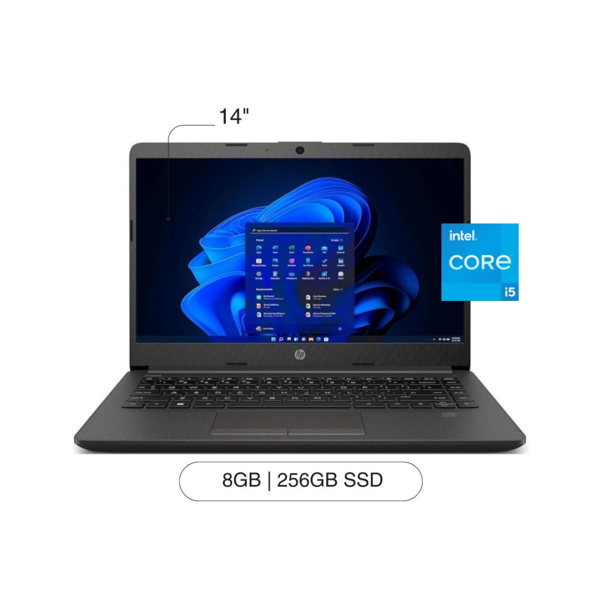 Notebook HP 240 G9 14' HD 256GB / 8GB I5-1235U W11 - Black 