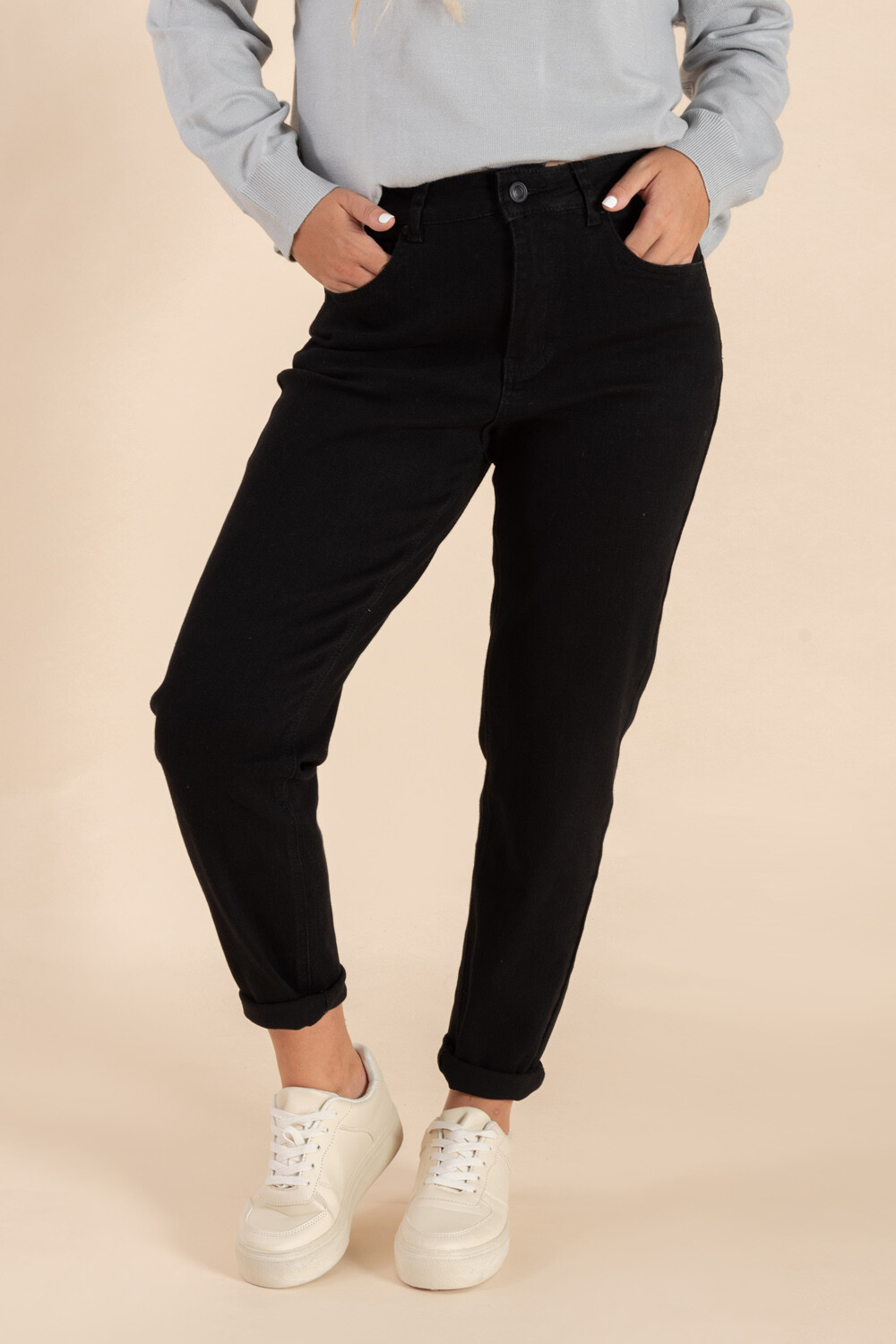 Jeans mom fit negro store