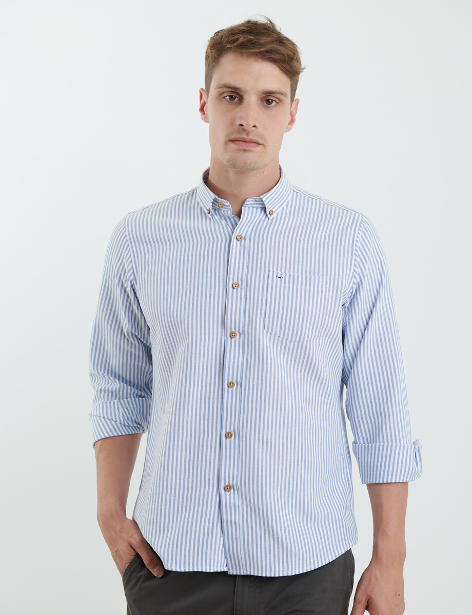 012622 CAMISA HARRINGTON LABEL Azul / Natural