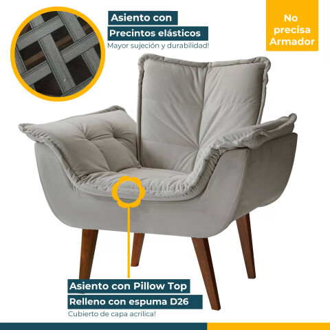 SILLON Butaca EROS Poltrona con asiento y espaldar de espuma revestido en terciopelo - Jolie Prata SILLON Butaca EROS Poltrona con asiento y espaldar de espuma revestido en terciopelo - Jolie Prata