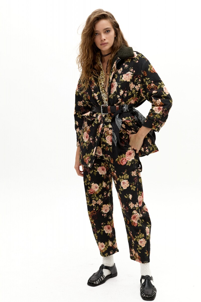 Pantalón Ámbar en Denim Vintage Roses
