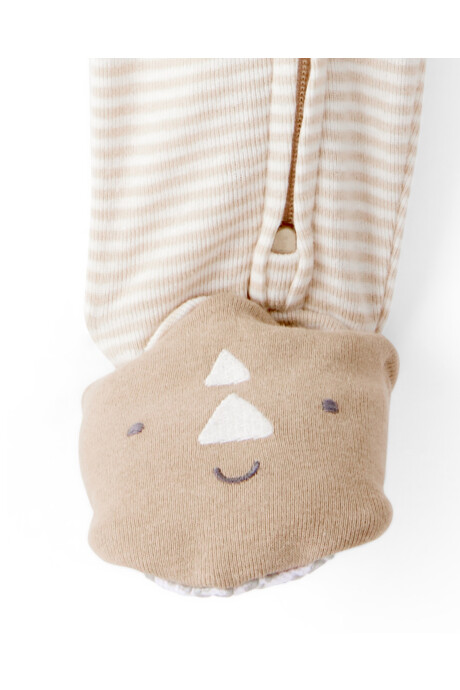 Pijama una pieza de algodón, con pie, diseño rinoceronte Sin color