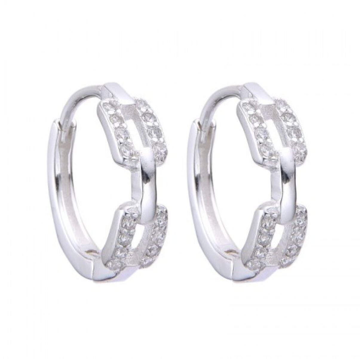 Par de aros de plata con circonias, CADENA. 