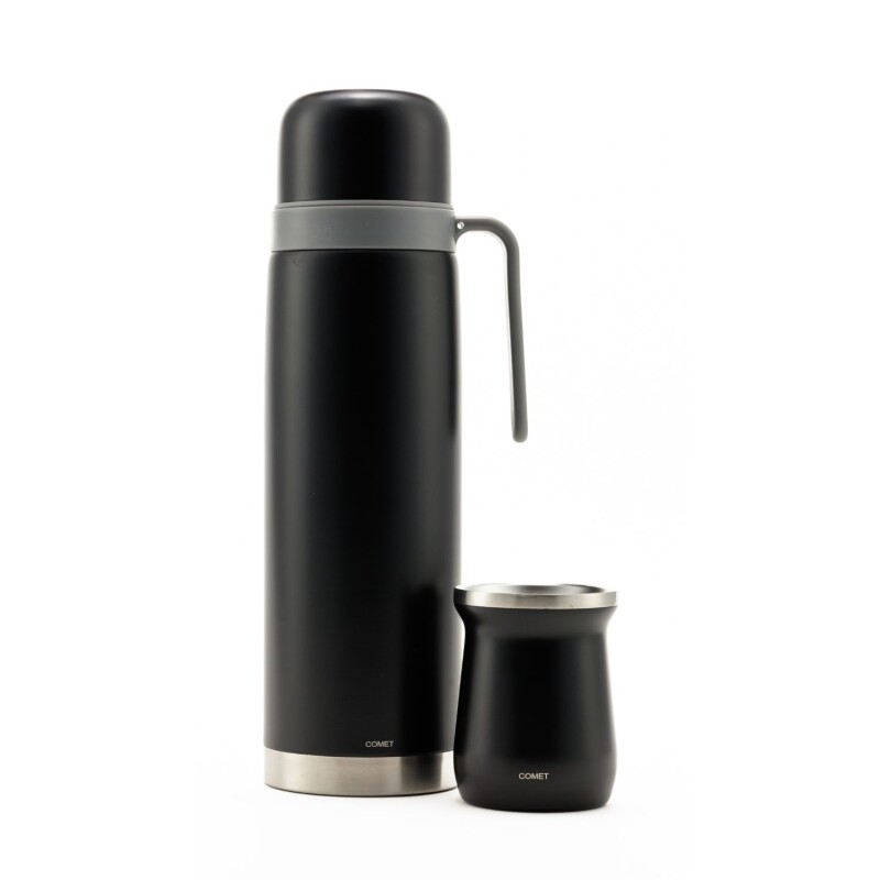 Set termo Comet Bologna 1 lt + Mate de 160 ml Negro