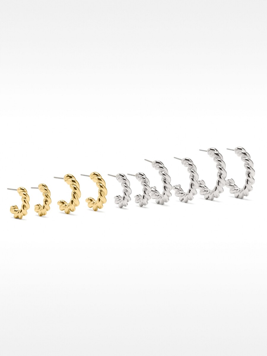 Set De Aros Trenzados bicolor