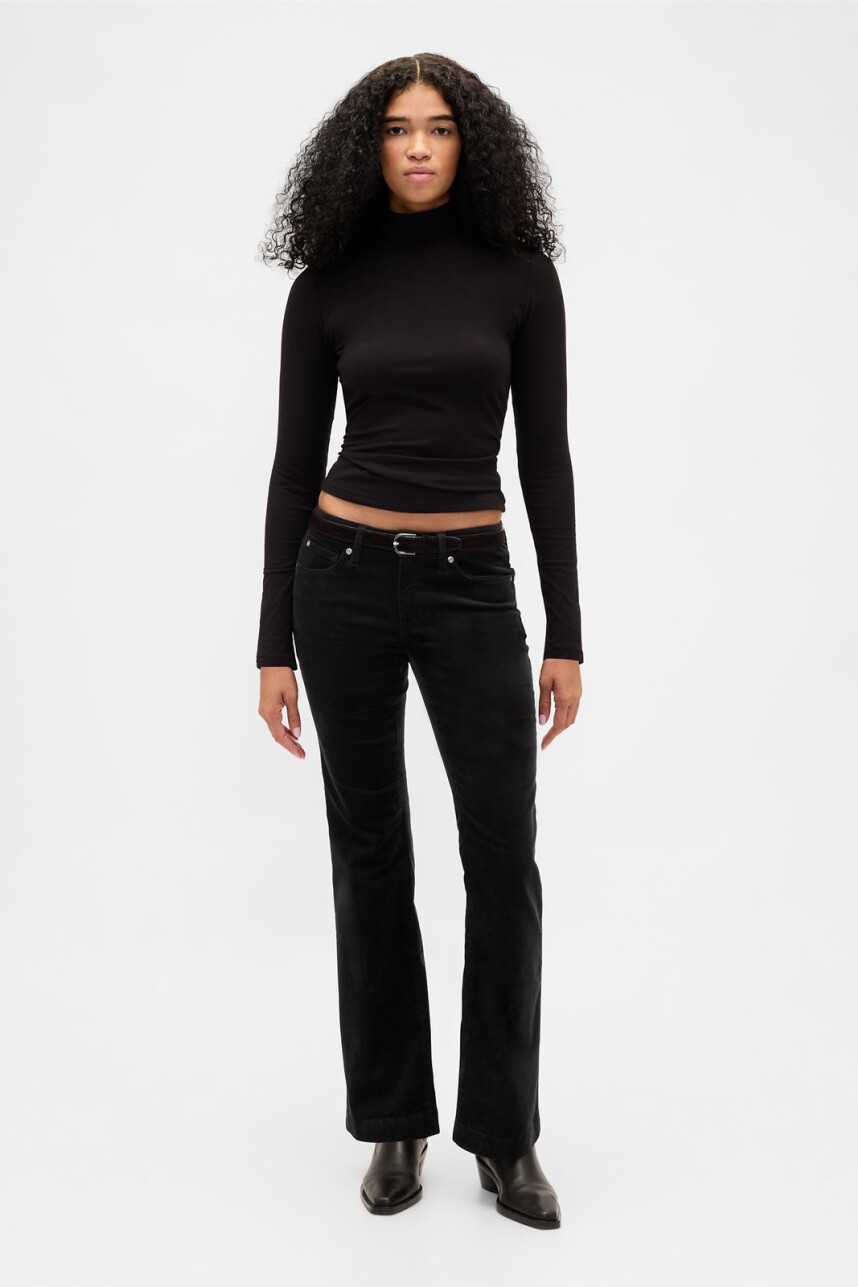 Jean Long And Lean Pana Mujer Black Cord F11
