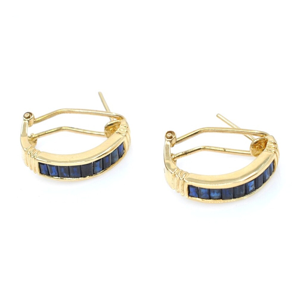 Caravanas clips en oro 18k con zafiros azules Caravanas clips en oro 18k con zafiros azules