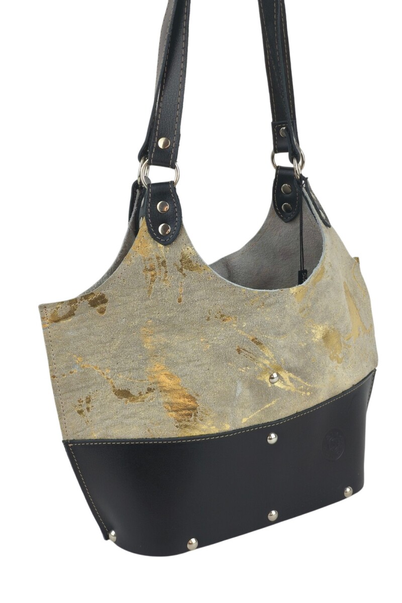 Matera dama cuero en madera dividida Beige con dorado