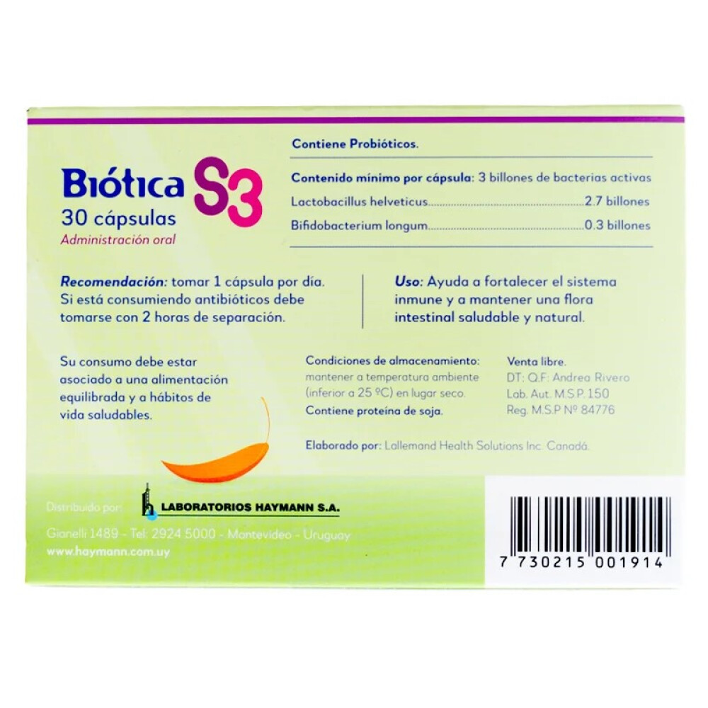 Biótica S3 | Probiótico | 30 Cápsulas - Haymann Biótica S3 | Probiótico | 30 Cápsulas - Haymann