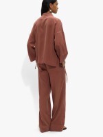 Pantalón Fluido Con Bolsillos teja