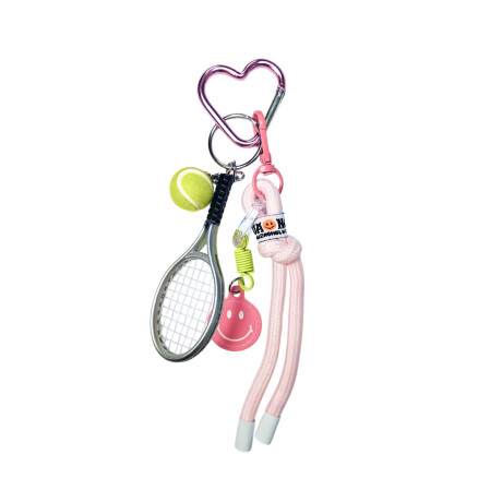 Llavero con accesorios Raqueta Tennis Rosado