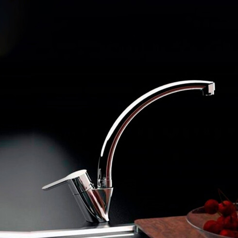 Griferia De Cocina Monocomando Linea Puelo Fv Pico Alto Cromo 000