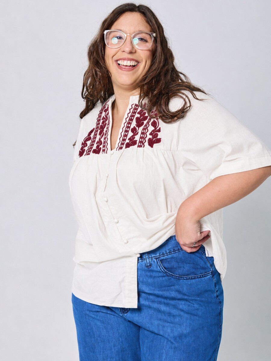 Camisa Yanina Blanco/Bordo